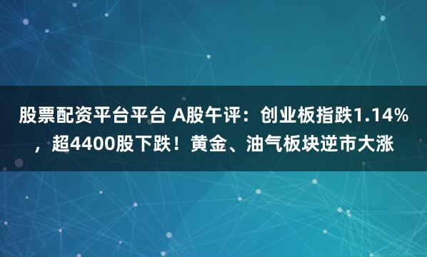 股票配资平台平台 A股午评：创业板指跌1.14%，超4400股下跌！黄金、油气板块逆市大涨